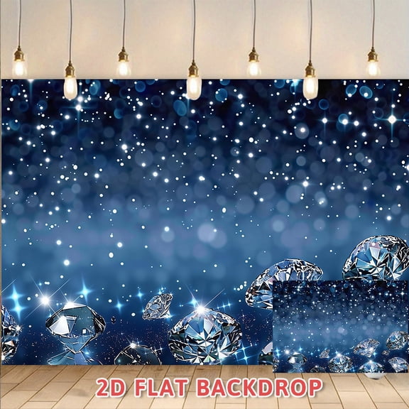Diamond Starlight Backdrop, Suitable for Party Decorations Wedding Photoshoots Event Arrangements Commercial Scene Photography Background, Sparkly Blue Glitter Themed 2D Flat Backdrop