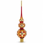 Diamond Stars Double Ball Glass Christmas Tree Topper 16 Inches