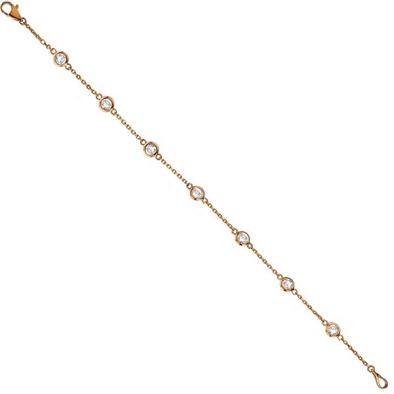 Diamond Station Bracelet Bezel-Set 14K Rose Gold (0.25ct)