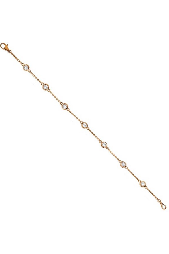 Diamond Station Bracelet Bezel-Set 14K Rose Gold (0.25ct)