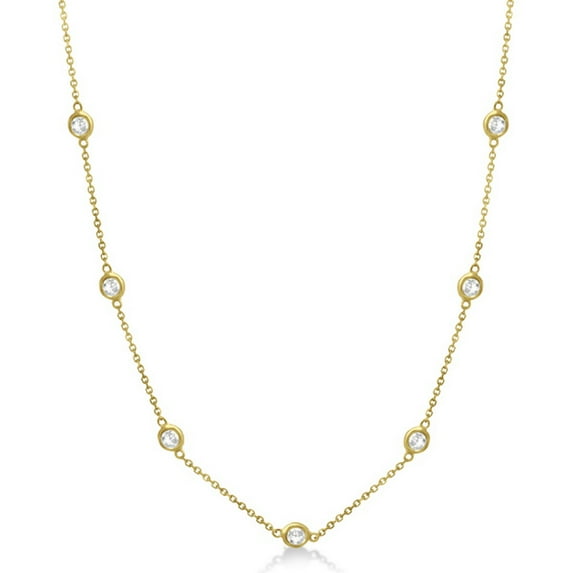 Diamond Station Necklace Bezel-Set 14K Yellow Gold (0.50ct)