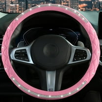 Diamond Steering Wheel Cover，14.5-15 Inch Car Steering Wheel Cover with Bling Crystal Rhinestone，Delicate and Anti-Slip Sparkly Car Wheel Protector for Women Girl，Pink