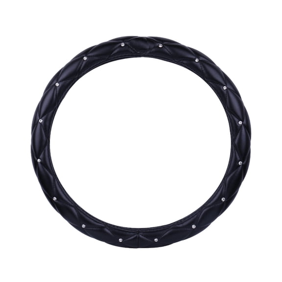 Diamond Steering Wheel Cover, Leather Rhinestone Steering Wheel Protector, Non Slip Sparkling Grip Cover, Universal Fit Fashion Interior Decoration Driving Steering Wheel Cover