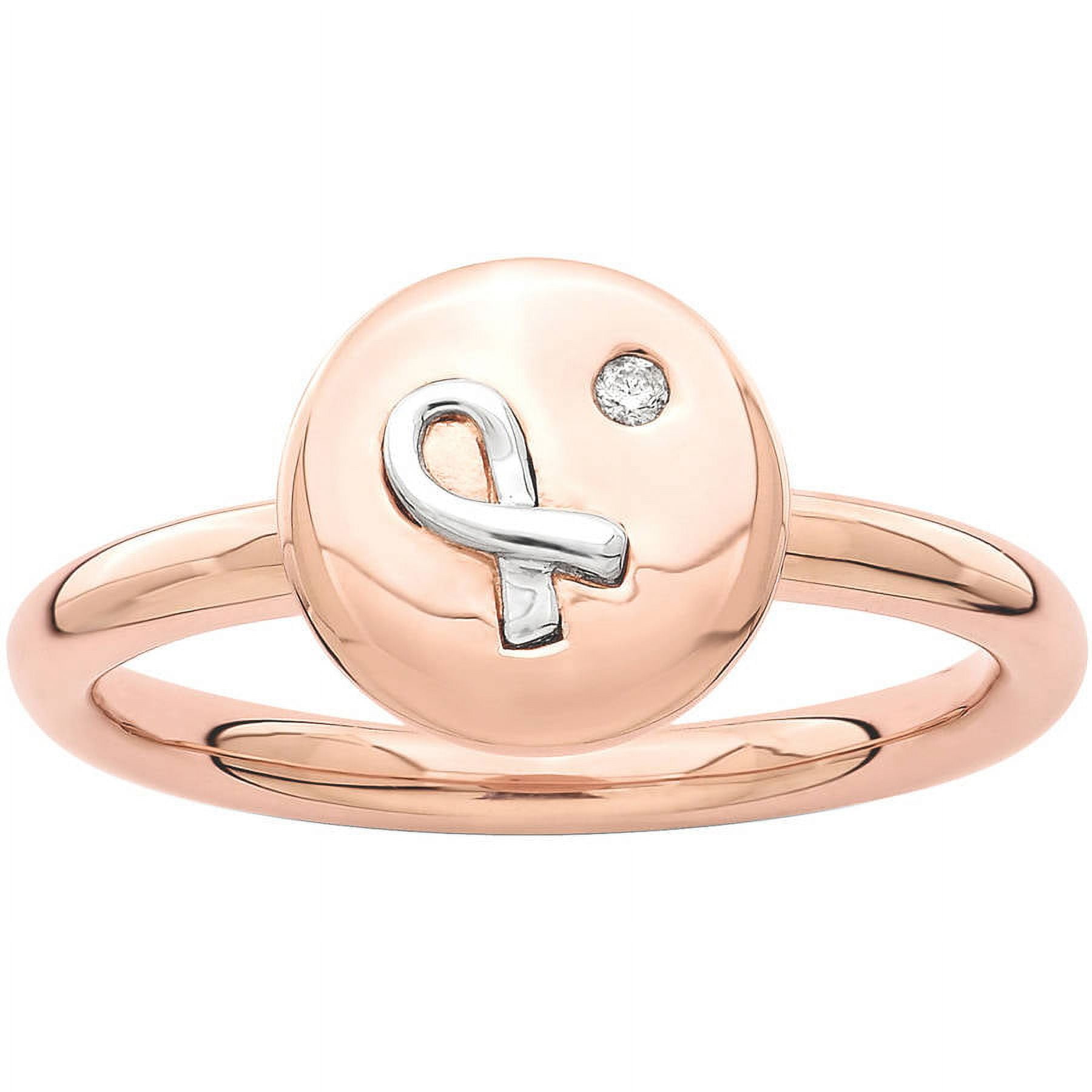 Diamond Sterling Silver 14kt Rose- and White-Plated Ring