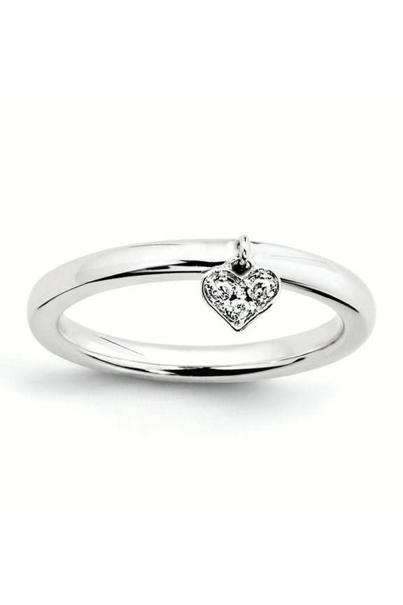 Diamond Sterling Silver Dangle Heart Ring