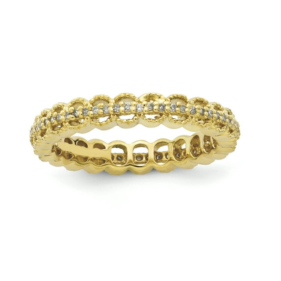 Diamond Sterling Silver Gold-Plated Carved Ring