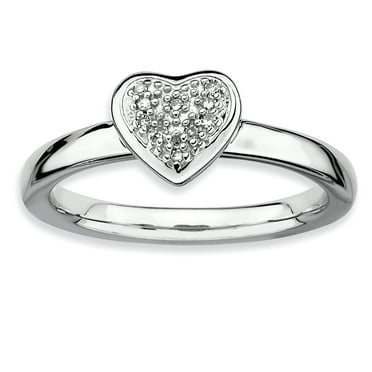 Diamond Sterling Silver Heart Ring