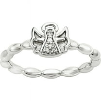 Diamond Sterling Silver Polished Angel with Halo Ring