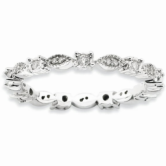 Diamond Sterling Silver Polished Ring