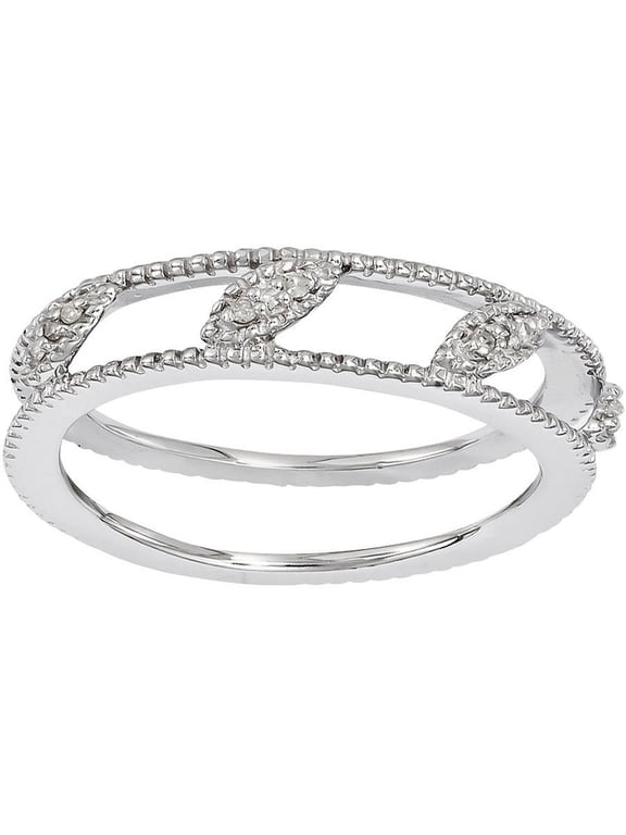 Diamond Sterling Silver Rhodium-Plated Jacket Ring