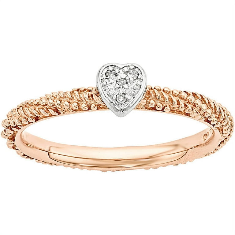 Sterling Silver Rose Gold-Plated Stackable Expressions Diamond Heart Ring Sterling Silver Rose Gold-Plated Stackable Expressions Diamond Heart Ring