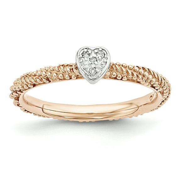 Diamond Sterling Silver Rose Gold-Plated Heart Ring
