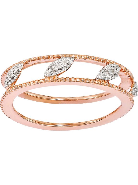 Diamond Sterling Silver Rose Gold-Plated Jacket Ring