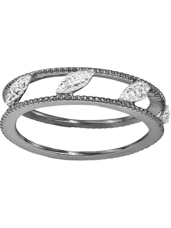 Diamond Sterling Silver Ruthenium-Plated Jacket Ring
