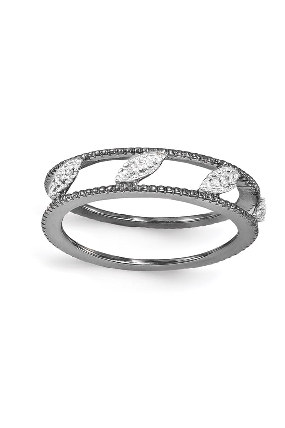 Diamond Sterling Silver Ruthenium-Plated Jacket Ring