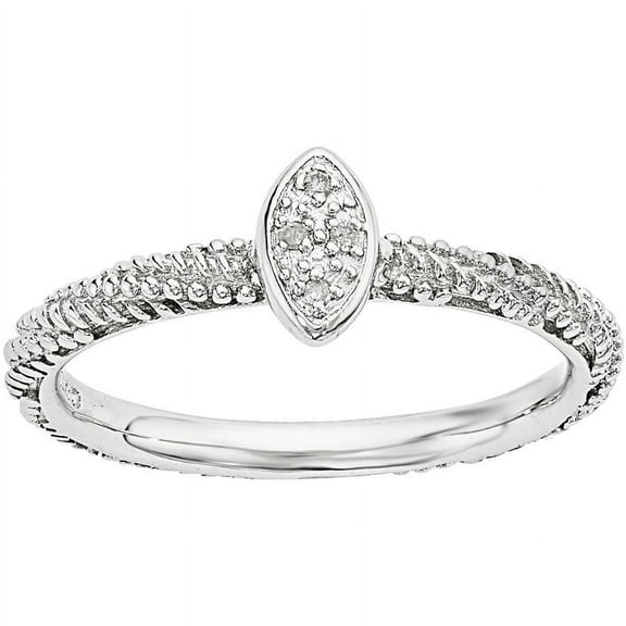 Diamond Sterling Silver Textured Ring