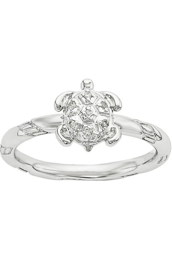 Diamond Sterling Silver Turtle Ring