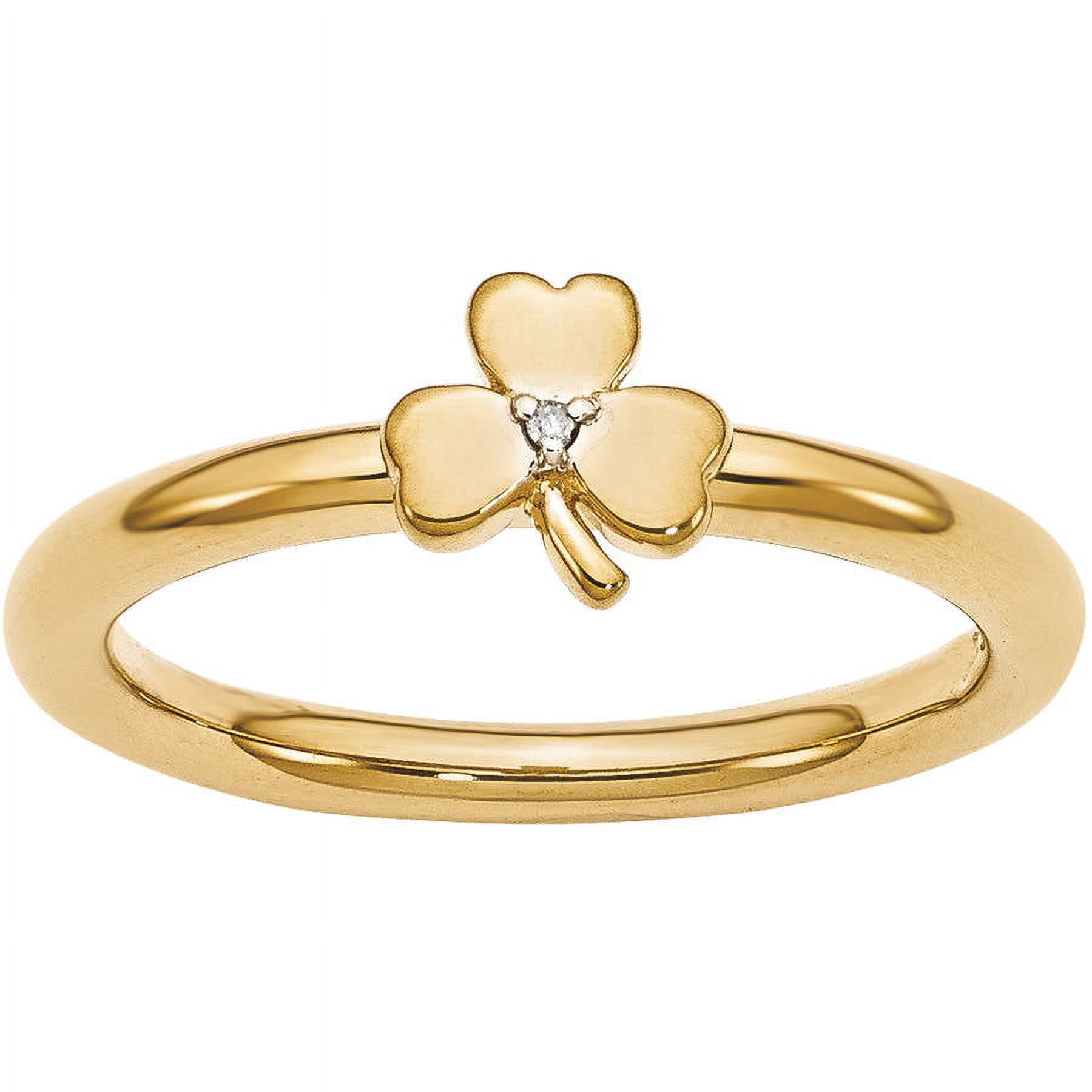 Diamond Sterling Silver Yellow-Plated Clover Ring