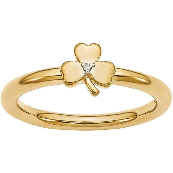 Diamond Sterling Silver Yellow-Plated Clover Ring