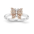 thumbnail image 1 of Diamond Sterling Silver and Rose Gold-Plated Butterfly Ring, 1 of 8