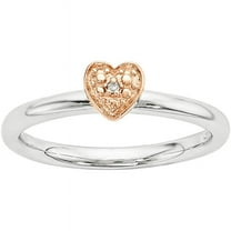 Diamond Sterling Silver and Rose Gold-Plated Heart Ring