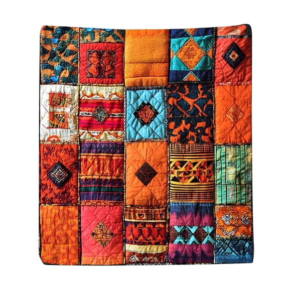 Diamond Stitch Flannel Blanket, Two-Sided Printed Plush Throw, Soft Cozy Bed Couch Cover for Home Decor & Snuggling
