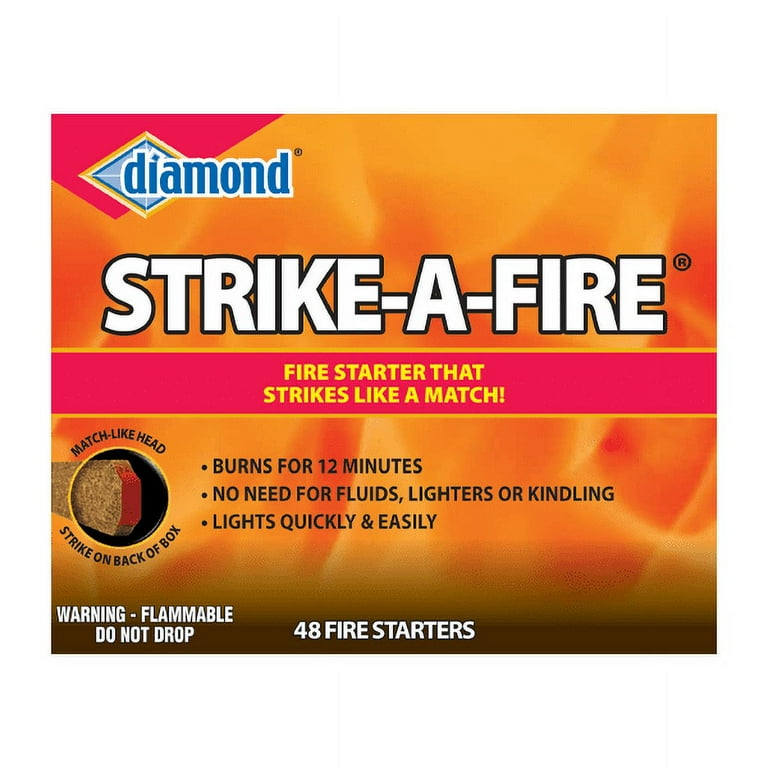 Diamond Strike-a-Fire Fire Starters, 48 Count per Pack, Strikes like a Match total weight 3.3lbs per pack Diamond Strike-a-Fire Fire Starters, 48 Count per Pack, Strikes like a Match total weight 3.3lbs per pack