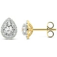 thumbnail image 1 of Diamond Stud Earring | 1 Carat IGI Certified Pear Shape Lab Grown Diamond Stud | 14K in Yellow Gold | Solice Lab Diamond Halo Stud Earrings | Prong Setting | FG-VS1-VS2 Quality | Friendly Diamonds, 1 of 5