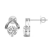 Diamond Stud Earring | 1 Carat IGI Certified Round Shape Lab Grown Diamond | 14K White Gold |Stellar Lab Diamond Stud Earrings | Prong Setting | FG-VS1-VS2 Quality | Friendly Diamonds