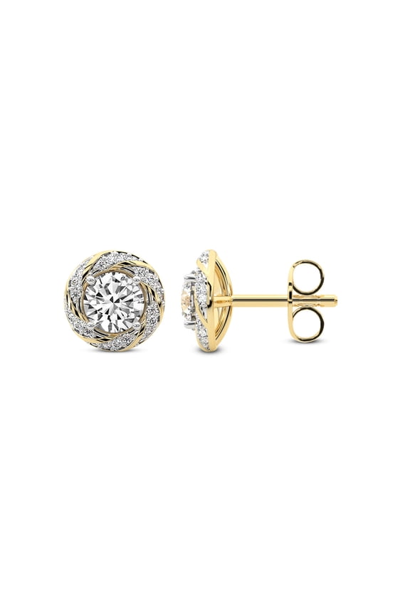 Diamond Stud Earring | 1 Carat IGI Certified Round Shape Lab Grown Diamond Stud | 14K in Yellow Gold | Luxe Lab Diamond Stud Earrings | Prong Setting | FG-VS1-VS2 Quality | Friendly Diamonds