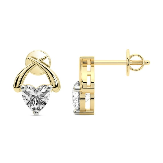 Diamond Stud Earring | 2 Carat IGI Certified Heart Shape Lab Grown Diamond | 18K Yellow Gold |Stellar Lab Diamond Stud Earrings | Prong Setting | FG-VS1-VS2 Quality | Friendly Diamonds