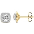 thumbnail image 1 of Diamond Stud Earring | 2 Carat IGI Certified Princess Shape Lab Grown Diamond Stud | 18K in Yellow Gold | Solice Lab Diamond Halo Stud Earrings | Prong Setting | FG-VS1-VS2 Quality | Friendly Diamonds, 1 of 5