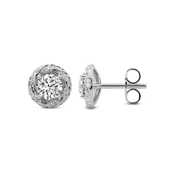 Diamond Stud Earring | 2 Carat IGI Certified Round Shape Lab Grown Diamond Stud | 14K in White Gold | Luxe Lab Diamond Stud Earrings | Prong Setting | FG-VS1-VS2 Quality | Friendly Diamonds