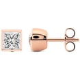 thumbnail image 1 of Diamond Stud Earring | 2 Ct IGI Certified Princess Shape Lab Grown Diamond Stud | 14K in Rose Gold | Bezel Set Lab Lab Diamond Stud Earrings | Bezel Setting | FG-VS1-VS2 Quality | Friendly Diamonds, 1 of 4