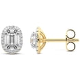 thumbnail image 1 of Diamond Stud Earring | 3 Carat IGI Certified Emerald Shape Lab Grown Diamond Stud | 14K in Yellow Gold | Solice Lab Diamond Halo Stud Earrings | Prong Setting | FG-VS1-VS2 Quality | Friendly Diamonds, 1 of 5