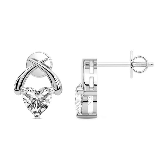 Diamond Stud Earring | 3 Carat IGI Certified Heart Shape Lab Grown Diamond | 14K White Gold |Stellar Lab Diamond Stud Earrings | Prong Setting | FG-VS1-VS2 Quality | Friendly Diamonds