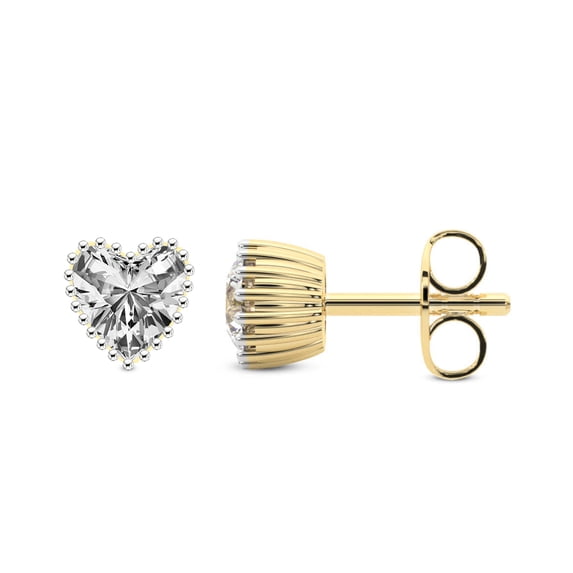 Diamond Stud Earring | 3 Carat IGI Certified Heart Shape Lab Grown Diamond Stud | 18K Yellow Gold | Circa Lab Diamond Stud Earrings | Prong Setting | FG-VS1-VS2 Quality | Friendly Diamonds