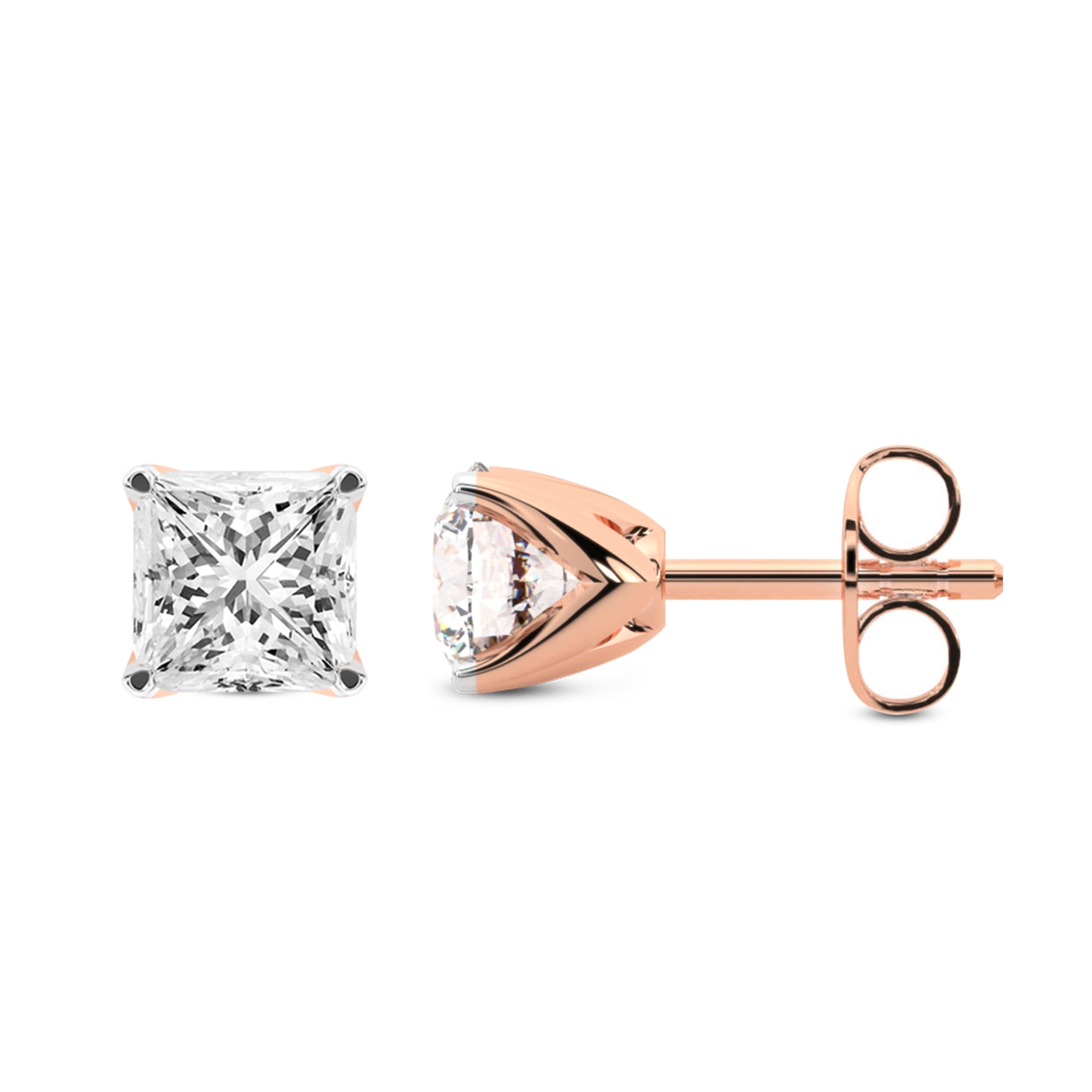 Certified princess cut 2024 diamond stud earrings