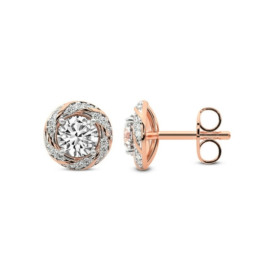 Diamond Stud Earring | 4 Carat IGI Certified Round Shape Lab Grown Diamond Stud | 18K in Rose Gold | Luxe Lab Diamond Stud Earrings | Prong Setting | FG-VS1-VS4 Quality | Friendly Diamonds