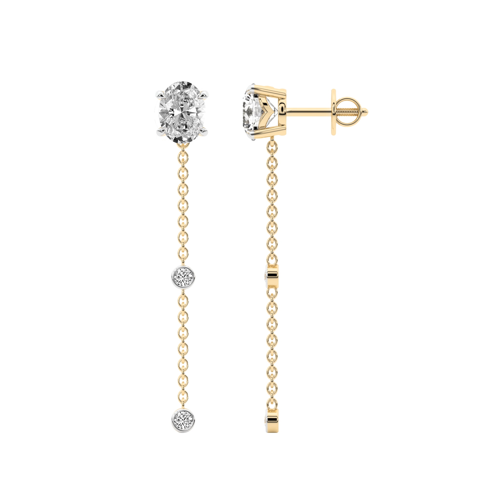 Diamond Stud Earring 6 Carat IGI Certified Oval Shape Lab Grown Diamond Stud 18K in Yellow