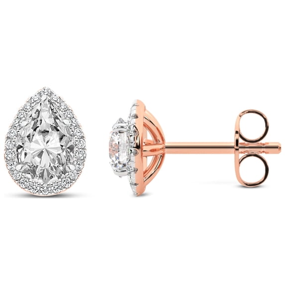 Diamond Stud Earring | 8 Carat IGI Certified Pear Shape Lab Grown Diamond Stud | 18K in Rose Gold | Solice Lab Diamond Stud Earrings | Prong Setting | FG-VS1-VS2 Quality | Friendly Diamonds
