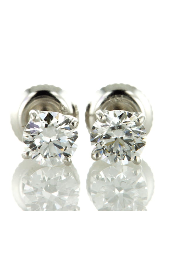 Diamond Stud Earrings Round 1.10 Carat E/F VVS2 Lab Created 14K White Gold IGI Certified