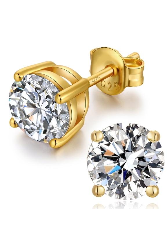 Diamond Stud Earrings for Women Men Stud Earrings Gold Earrings for Women Men Diamond Earrings Gold Earrings Studs Cubic Zirconia Diamond Stud for Women Hypoallergenic Earrings Gold 7mm