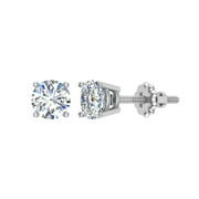 GLITZ DESIGN Diamond Stud Earrings for Women-Girls-Teens-Kids 14K White Gold 1/10 CT TW