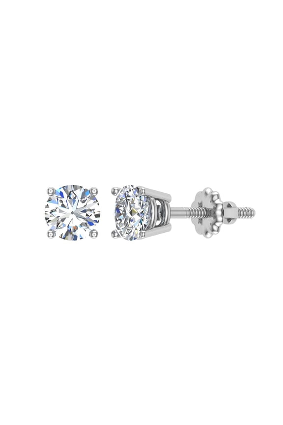 Diamond Stud Earrings for Women-Mens 14K White Gold 0.06 ct t.w. Gift Box Authenticity Cards ( G, VS )