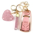 thumbnail image 1 of Diamond-Studded Car Key Case Holder Protector Keychain Compatible for Audi Models A4 A5 A6 A7 A8 S4 S5 S8 SQ5 SQ7 RS4 RS5 R8 TT TTS TTRS FY 4M FV B9 C8 D5 F5 Q2 Q5 Q7 with 4 Buttons, 1 of 6