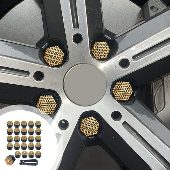 Diamond Studded Car Wheel Hub Nut Covers | 20-Piece Set | 19mm Screw Caps | Scratch & Rust Resistant | Multi-Color Options for Auto Decoration