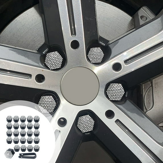 Diamond Studded Car Wheel Hub Screw Protection Cap Set | Multicolor | Scratch Resistant, Rust Proof Plastic Covers | 17mm Diameter | Pack of 20 | Universal Fit