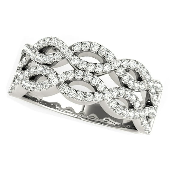Diamond Studded Double Interlocking Ring 14k Gold 5/8 cttw SZ 6