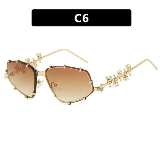 Diamond Studded Glasses Frame Flat Mirror Large Frame Glasses Cool Sweet Girl Fashion Women Eyewear (2523-C6)